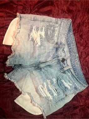 American Eagle Outfitters Faded Light Blue Distressed Denim Shorts